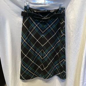 Nine and Company Skirt Petite 8P Black with geometric design